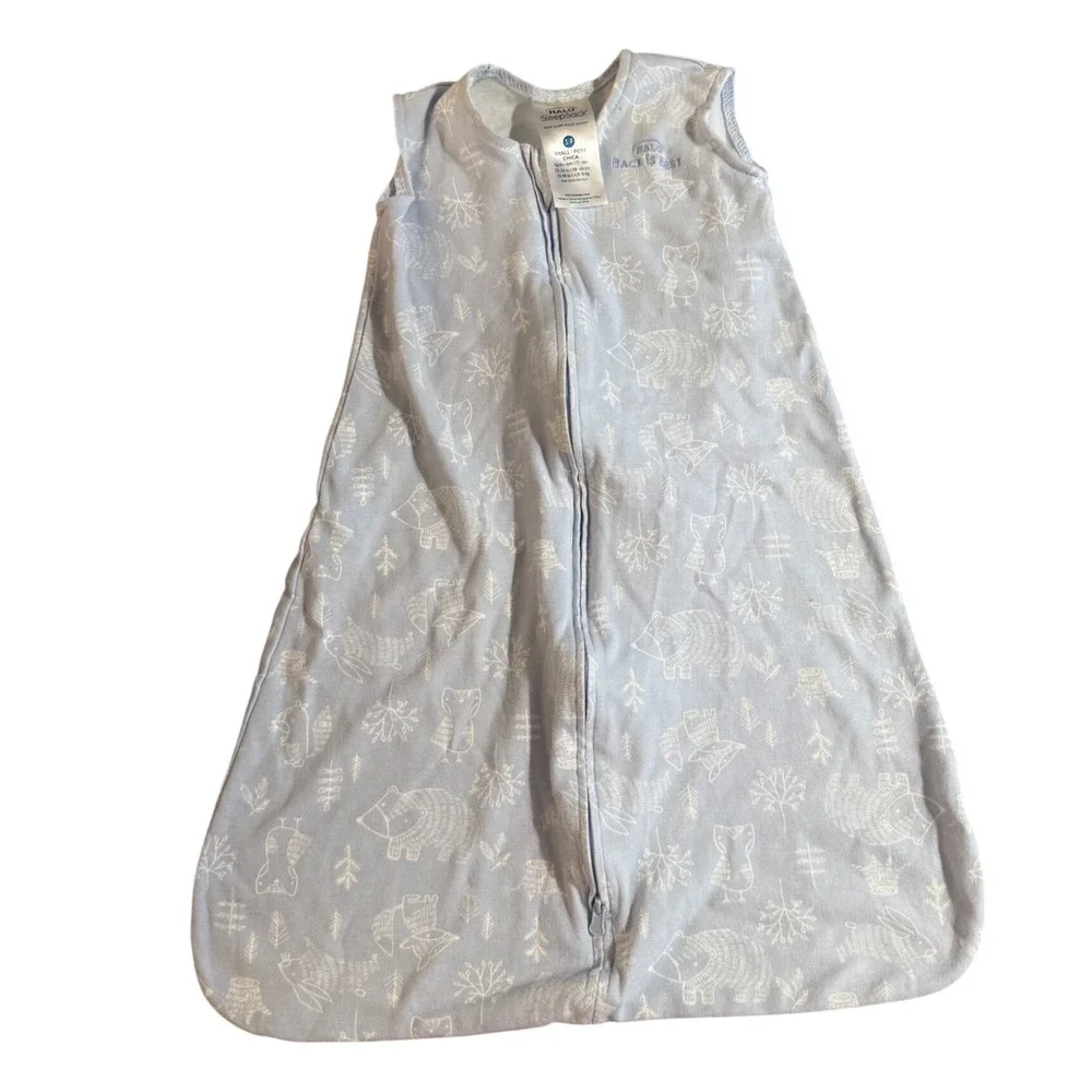 Halo SleepSack Wearable Blanket Small 0-6M‎ Blue Woodland Animal Owl Bear Print